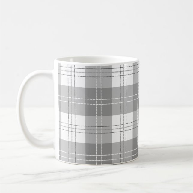 Black and White Buffalo Plaid Kaffeetasse (Links)