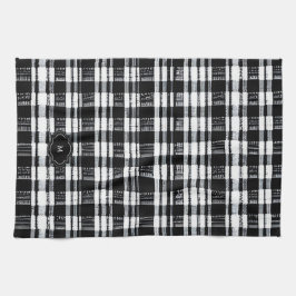 Black and white buffalo plaid monogrammed geschirrtuch