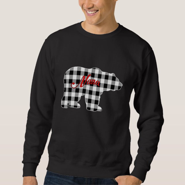 Black And White Buffalo Plaid Nana Bear Christmas  Sweatshirt (Vorderseite)