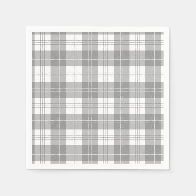 Black and White Buffalo Plaid Serviette (Vorderseite)