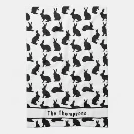 Black And White Bunny Shapes And Name Easter Geschirrtuch