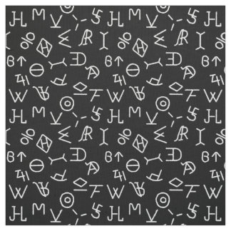 Black and White Cattle Brands Fabric Stoff