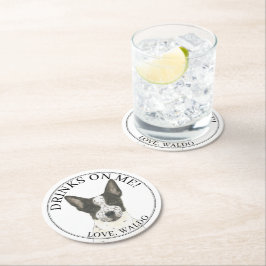 Black and White Cattledog Heeler Wedding Runder Pappuntersetzer