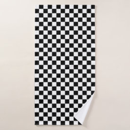 Black and white checkerboard pattern badhandtuch set