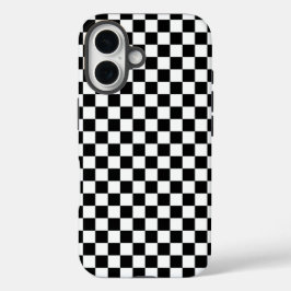 Black and white checkerboard pattern iPhone 16 hülle