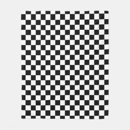 Black and white checkerboard pattern fleecedecke