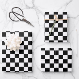 Black and white checkerboard pattern geschenkpapier set