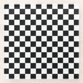 Black and white checkerboard pattern glasuntersetzer