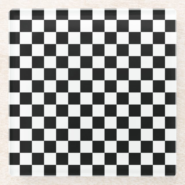 Black and white checkerboard pattern  glasuntersetzer (Vorderseite)