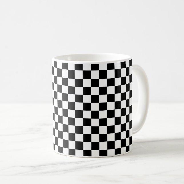 Black and white checkerboard pattern  kaffeetasse (VorderseiteRechts)