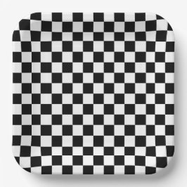 Black and white checkerboard pattern pappteller