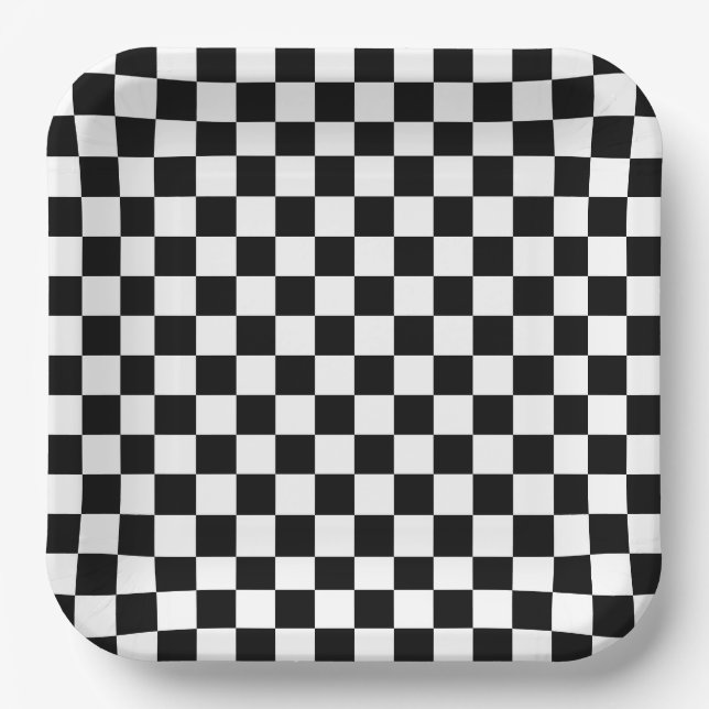 Black and white checkerboard pattern  pappteller (Vorderseite)