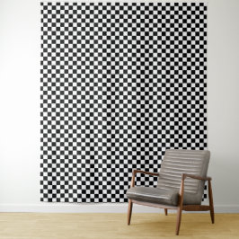 Black and white checkerboard pattern wandteppich