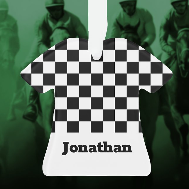 Black and White Checkered Boys Name  Ornament (Von Creator hochgeladen)