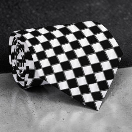 Black and White Checkered Custom Necktie Krawatte