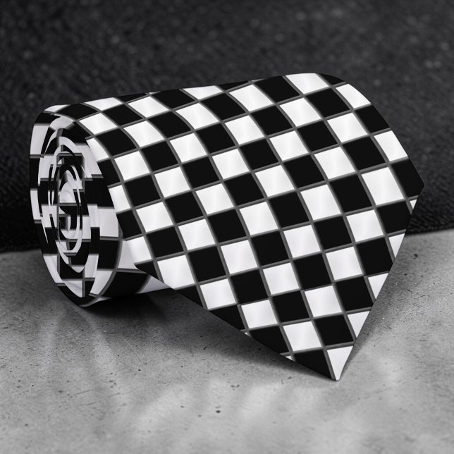 Black and White Checkered Custom Necktie Krawatte (Von Creator hochgeladen)