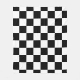 Black and White Checkered Square Pattern Fleecedecke