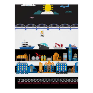 Black and White City Poster