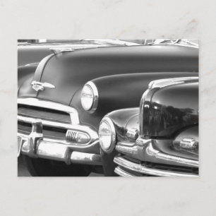 Black and white classic cars postcard postkarte