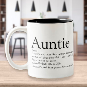 Black and White Cool Aunt Auntie Definition Zweifarbige Tasse