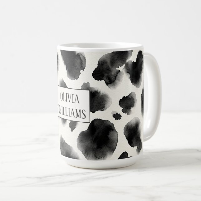Black and White Cow Print Pattern Kaffeetasse (VorderseiteRechts)