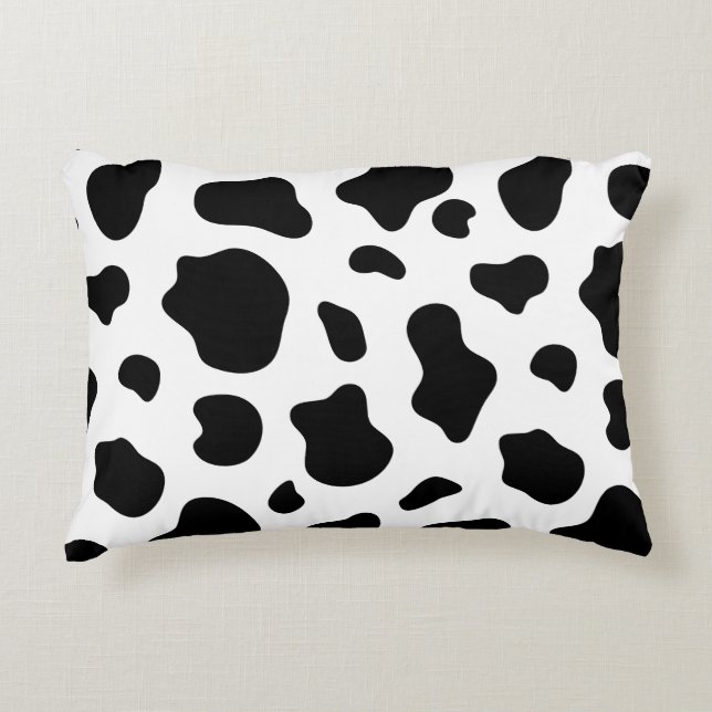 Black and White Cow Print Pillow Decorative Farmho Dekokissen (Vorderseite)