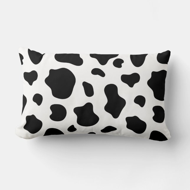 Black and White Cow Print Pillow Decorative  Lendenkissen (Vorderseite)