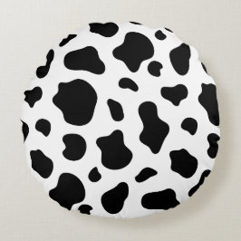 Black and White Cow Print Pillow Decorative Rundes Kissen