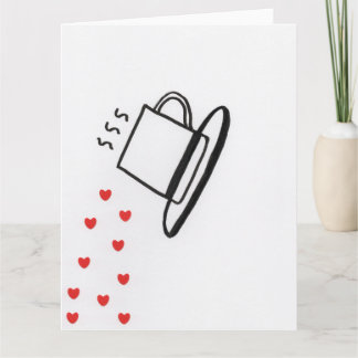 Black and White Cup with Red Hearts Pouring Karte