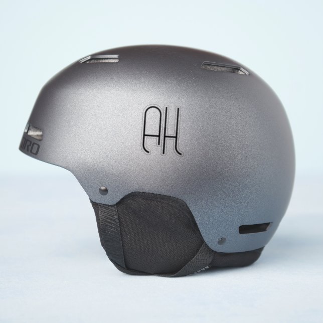 Black and white custom initials simple aufkleber (Helmseite)