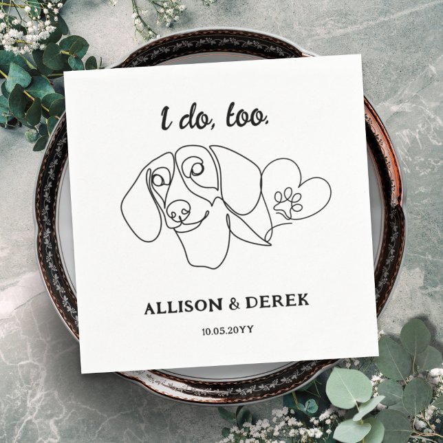 Black and White Dachshund Dog Lovers Pet Wedding  Serviette (Von Creator hochgeladen)