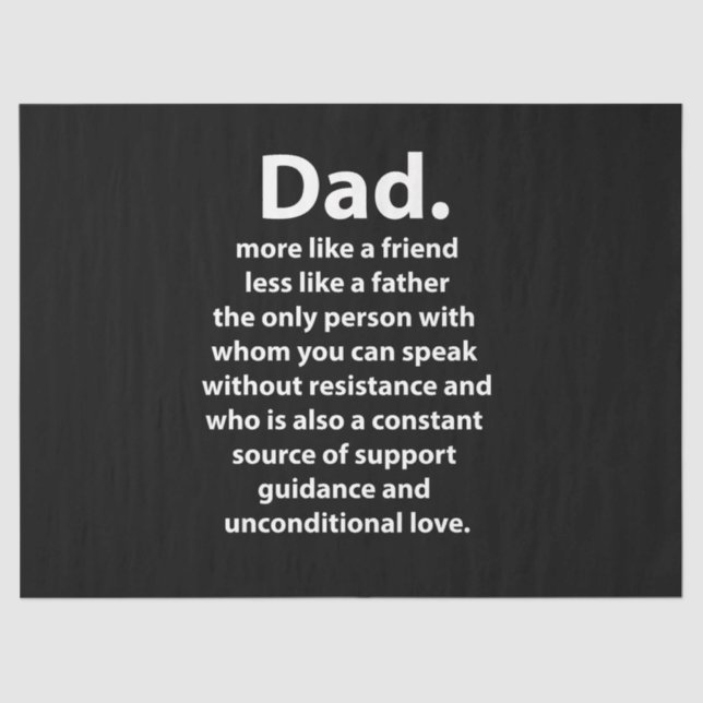Black and White Dad Daddy Quote Birthday Seidenpapier (Vorderseite)
