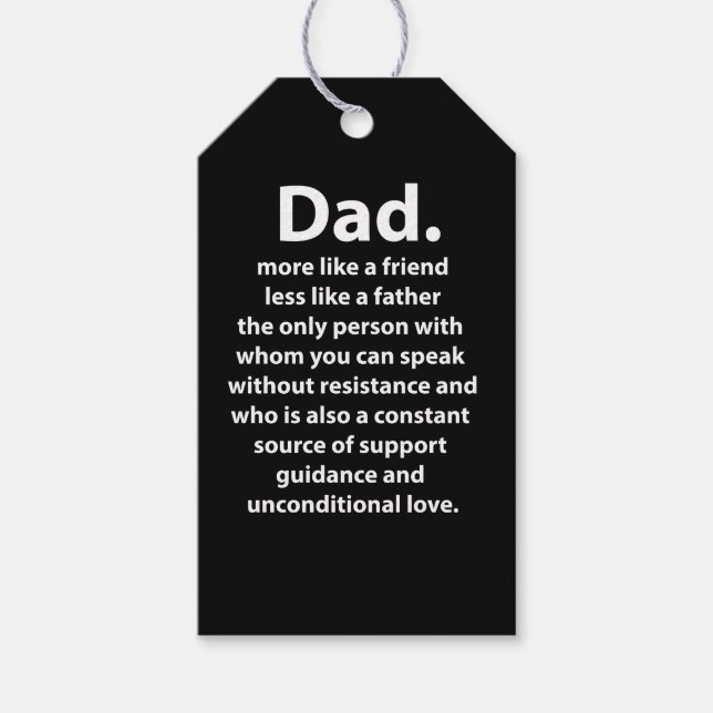 Black and White Dad Daddy Quote  Geschenkanhänger (Vorderseite)