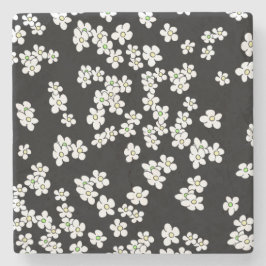 Black and White Daisy's on Stone Untersetzer