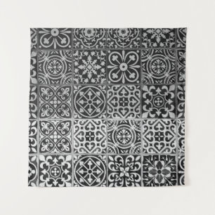 Black and white damask patterns wandteppich