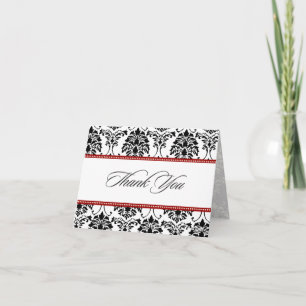 Black and White Damask Thank You Note Cards Dankeskarte