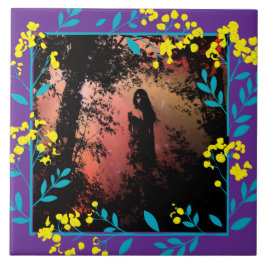 Black and White Dark Fantasy art Tile Fliese