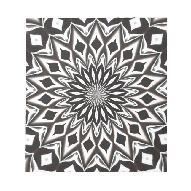 Black and White Decorative Mandala Notizblock (Vorderseite)