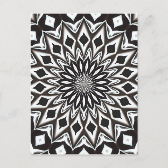 Black and White Decorative Mandala Postkarte (Vorderseite)