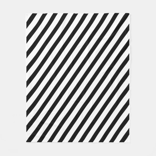 Black and White Diagonal Stripes Fleecedecke (Vorderseite)