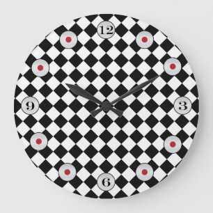 Black and White Diamond Pattern by Shirley Taylor Große Wanduhr