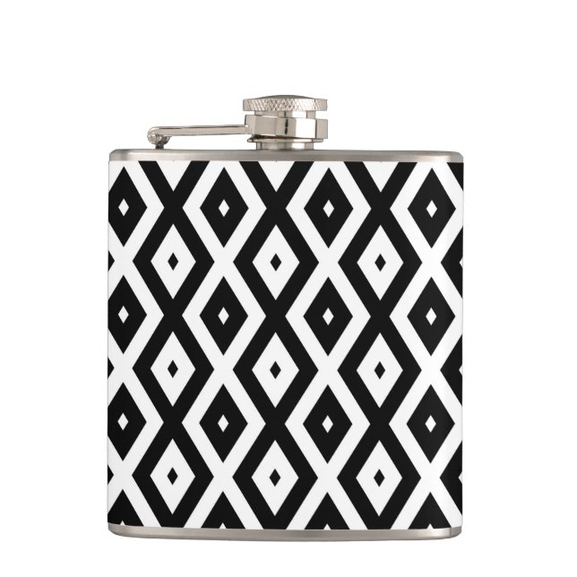 Black and white diamond pattern flachmann (Vorderseite)