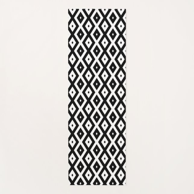 Black and white diamond pattern yogamatte (Vorderseite)