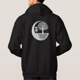 Black and white Disc Golf and Tree Roots Hoodie