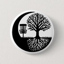 Black and White Disc Golf Silhouette Button