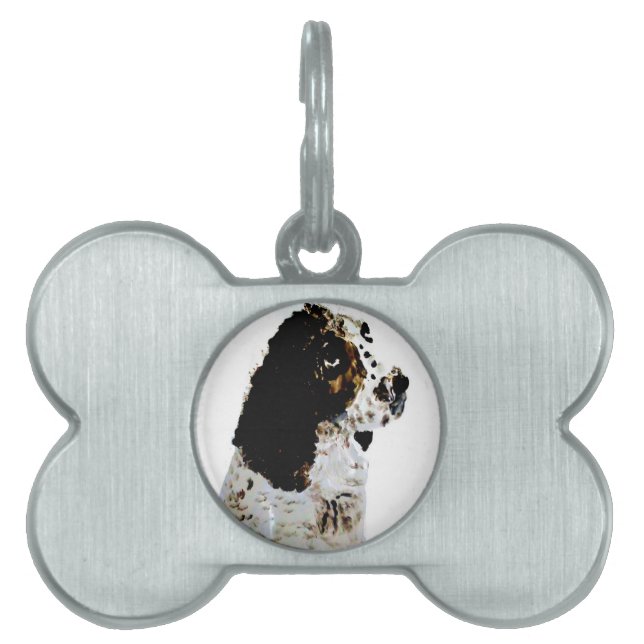 Black and White Dog Art Springer Spaniel Tiermarke (Vorderseite)