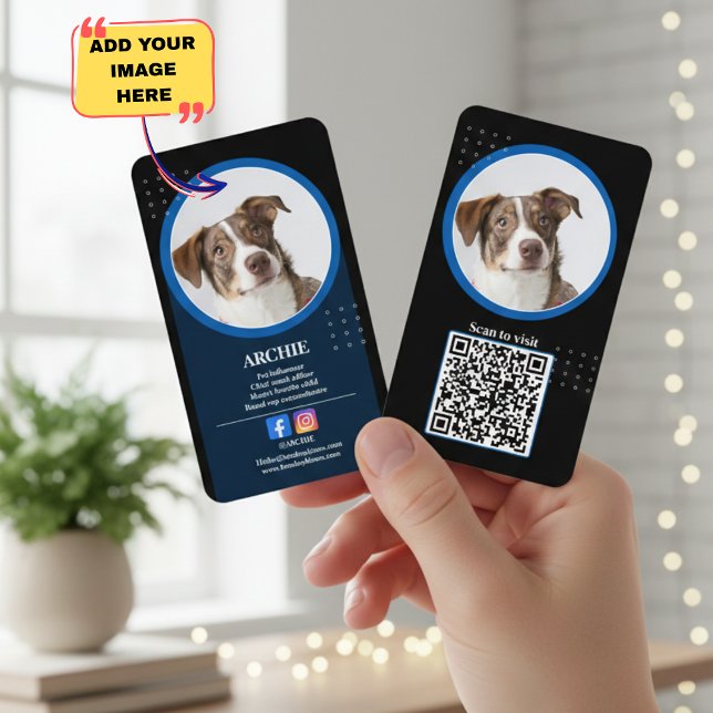 Black and White: Dog Photo Social Media  Business Visitenkarte (Black and White: Dog Photo Social Media Business Business Card)