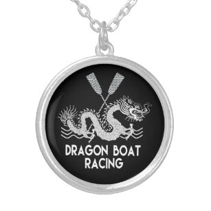 Black and White Dragon Boat Racing Versilberte Kette