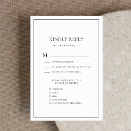 Black and White Elegant Minimalist Border Wedding RSVP Karte