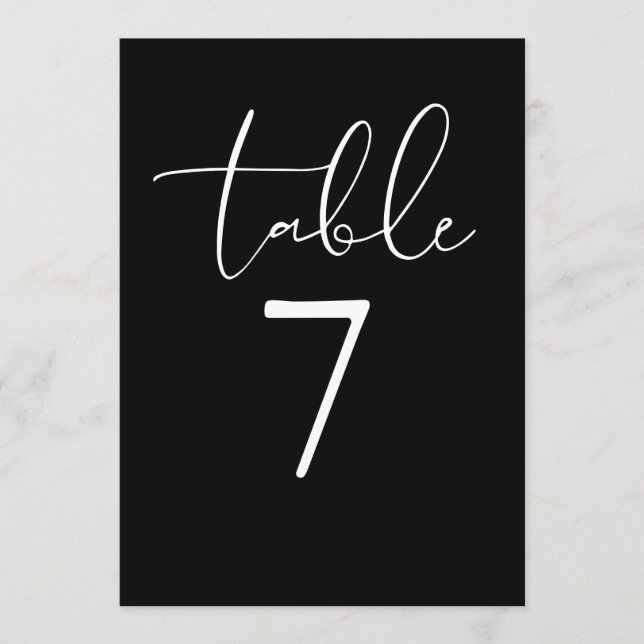 Black And White Elegant Modern Script Table Number Einladung (Vorderseite)